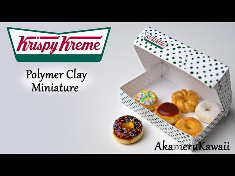 Krispy Kreme Donuts inspired miniature - Polymer Clay Tutorial Video