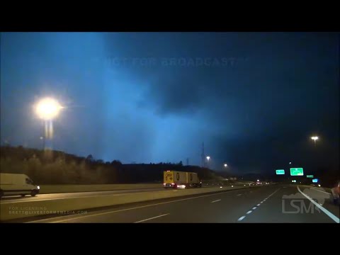 01-25-2021 Birmingham, AL - Large Tornado Crossing Interstate 65 - Stationary Debris Knocks Out Wind