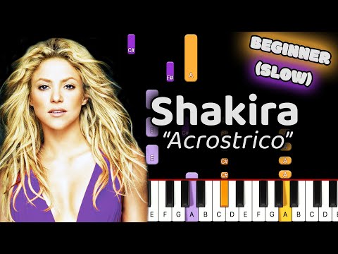 Shakira Acrostico Piano Tutorial! (Beginner) 50% SPEED
