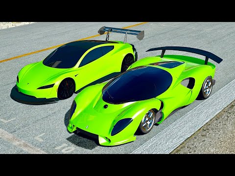 De Tomaso P72 2022 vs Tesla Roadster GTR at Top Gear Track