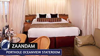 HAL Zaandam | Porthole Oceanview Stateroom Full Walkthrough Tour & Review 4K | Holland America Line