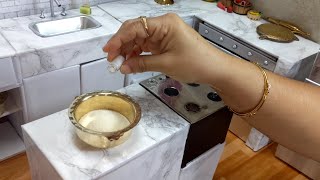 Mini fluffy souffle japanese Pancakes In Lockdown ! Easy Pancake RECIPE ! MINI FOODS ! TINY FOODS !