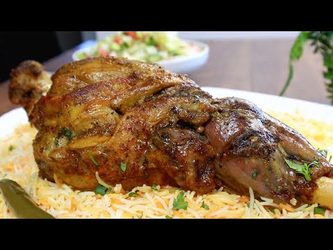 طبخ فخذ الخروف والرز بهذة الطريقة الفخمة بالفرن يجعلها روعة للعزايم! Cooking DELICIOUS Leg of Lamb
