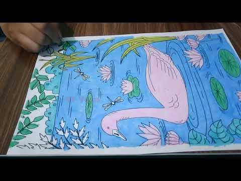 Color The Picture Of The Swan And The Vibrant Lotus Field Under The Afternoon Sun 9 - Jamcito