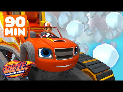 Blaze SMASHES Snowballs, Chops Icicles & More! ❄️ | 90 Minutes | Blaze and the Monster Machines