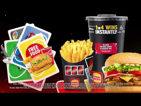 Hungry Jack's | Jogue UNO no Hungry Jack's e ganhe dinheiro | 1 em cada 4 vitórias instantaneamente