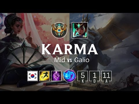 Karma Mid vs Galio - KR Challenger Patch 8.22