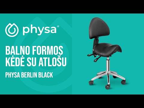 vaizdo įrašas - Balno formos kėdė su atlošu - 550-690 mm - 150 kg - juoda