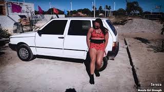 Female bodybuilders lifting cars and bending metal wit YnvnW ErkDY