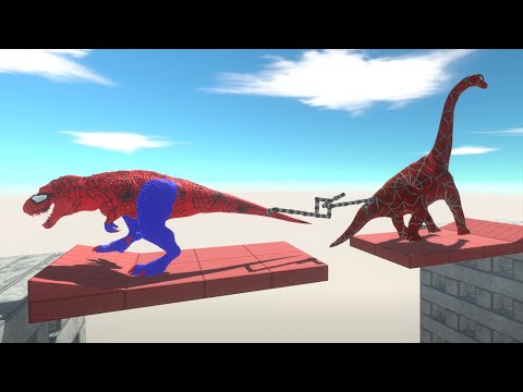 Tug of Death T-Rex Spiderman vs Dinosaurs Superhero | Animal Revolt Battle Simulator