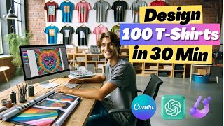 I Made 100 T-Shirt Designs for Print on Demand in 30 MINUTES