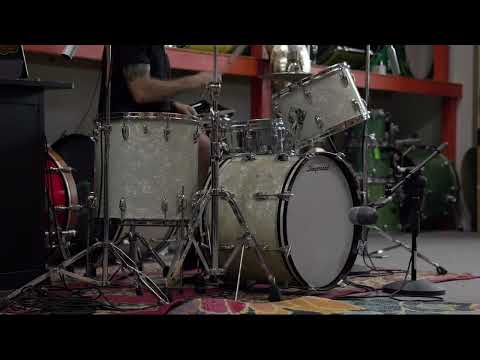 1965 Slingerland "Gene Krupa Deluxe" White Marine Pearl Drum Set image 15