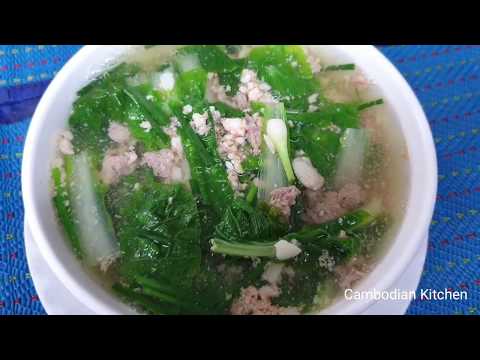 Healthy Soup - Chopped Pork Mix Fresh Shrimp With Lettuce - Simple But Yummy Video