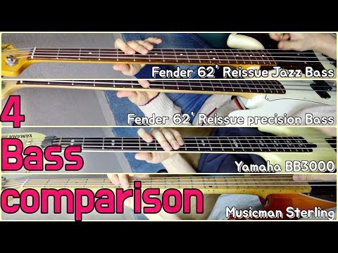 4 Bass comparison (Fender jazz 62'r, precision 63'r, Yamaha bb3000, Musicman sterling)