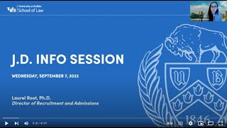 cover screen for a JD info session held Sept. 7, 2022