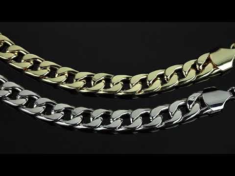 Men's 2 Piece Curb Link Bracelet Set In Yellow Gold Tone And Silvertone 9" (12mm)