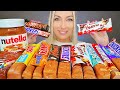 ASMR EATING CHOCOLATE CANDY BARS NUTELLA KINDER SNICKERS DESSERT MUKBANG 달달한 음식 먹방
