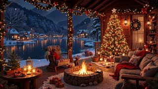 Peaceful Christmas Ambience 🎅 Cozy Winter Cabin with Christmas Jazz &amp; Warm Fireplace Crackle Sounds