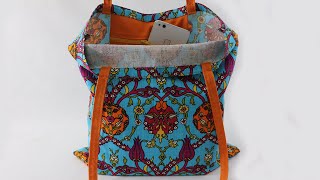 Kumaş Cepli Çanta Dikimi | Cepli Bez Çanta Nasıl Dikilir | How To Sew  Tote Bag 
