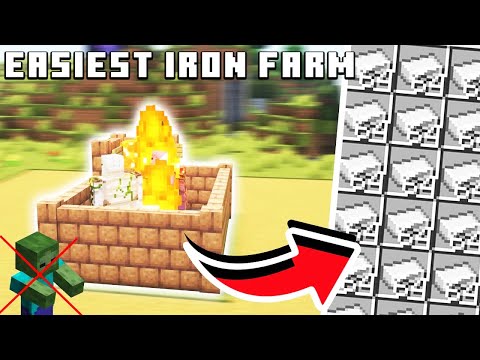 Minecraft  EASIEST IRON Farm Without a Zombie Tutorial Any Version (1.19 - 1.22)