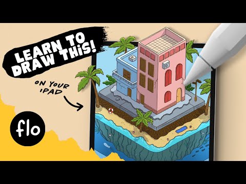 Anyone Can Draw This ISOMETRIC MINI WORLD in PROCREATE