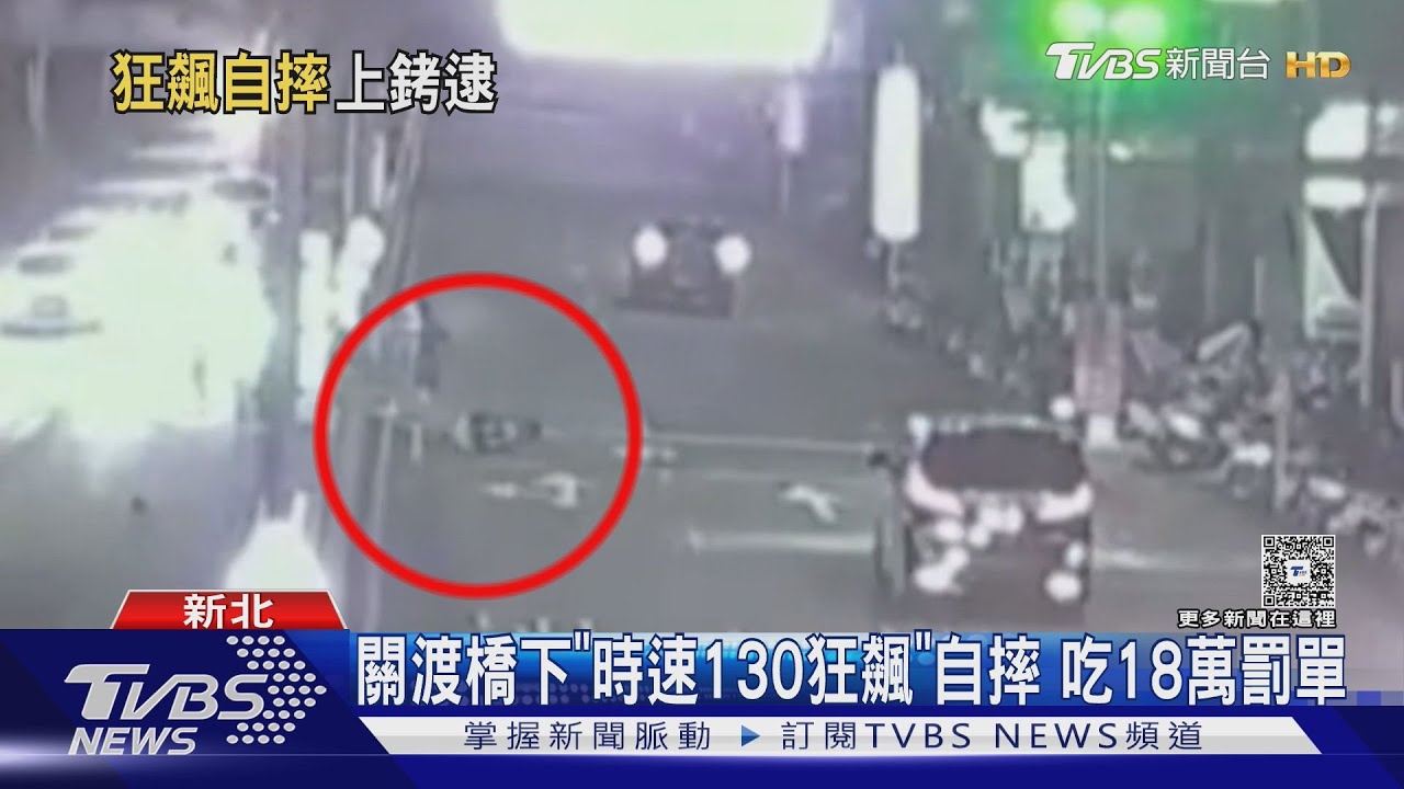 關渡橋下「時速130狂飆」自摔 吃18萬罰單