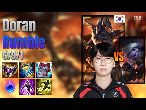 Doran Top Rumble vs Tristana lol KR solo rank Full Game 15.5 | 도란 럼블 vs 트리스타나