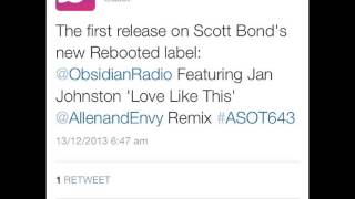 RΞBOOTΞD 001  Obsidian Radio Feat. Jan Johnston - Love Like This (Allen & Envy Remix) ASOT 643 & 646
