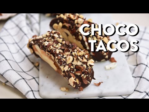 MEGA RECETA! Tacos dulces rellenos de helado cubierto con chocolate y avellanas!