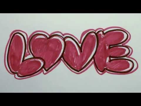How to Draw Graffiti Letters - LOVE in Bubble Letters...