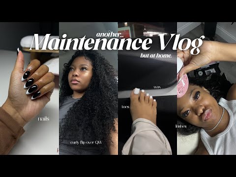 Maintenance Vlog🤍 AT HOME ! as a DIY girly | Curly Flip Over, New Nails, White Toes, Brazilian Wax…+