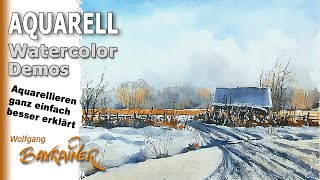 Aquarellkurs: Winterabend im Moor – zart UND kräftig gemalt?