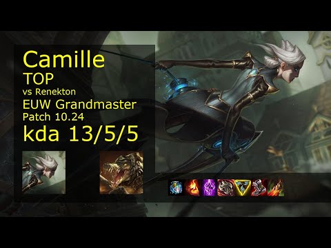 Camille Top vs Renekton - EUW Grandmaster 13/5/5 Patch 10.24 Gameplay