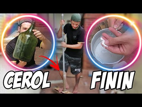 PREPARANDO MEU CEROL, MOENDO VIDRO NO PILÃO FEITO COM CANO PVC E MADEIRA
