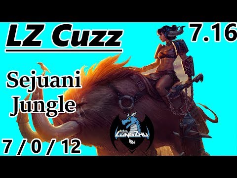 LZ Cuzz as Sejuani Jungle - S7 Patch 7.16 - RANK 4 Korean Challenger - Full Gameplay