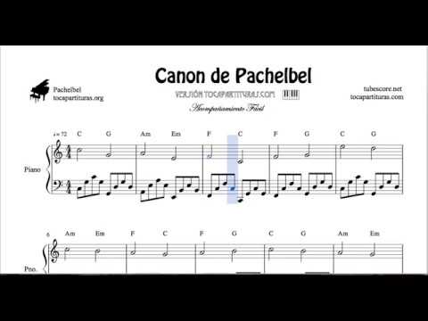 Pachelbel Canon in C Major Piano Sheet Music Melody and Accompaniment