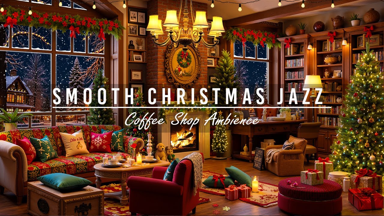 Relaxing Christmas Instrumental Jazz Music & Cozy Christmas Ambience 🎄 Smooth Crackling Fireplace
