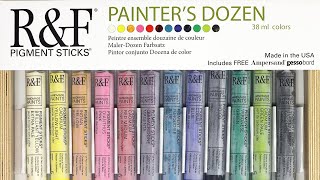R&F PIGMENT STICK PAINTER'S DOZEN SET 12 STICKS À L'HUILE ET PANNEAU À PEINDRE