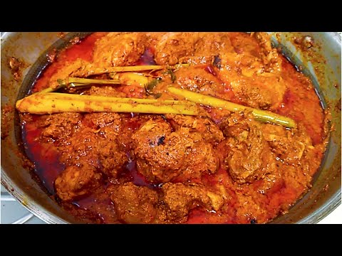 Chicken Rendang/Rendang Recipe/Dry Curry with Nasi Kunyit/Yellow Glutinous Rice/Turmeric Rice