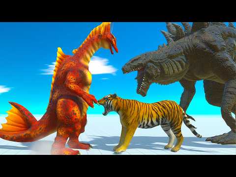Titanosaurus vs Tiger vs Godzilla - Size Evolution Fight | Animal Revolt Battle Simulator