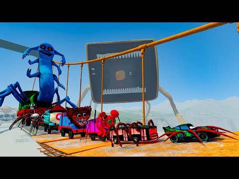 ALL MONSTERS.EXE Big & Small Cars vs Broken Bridge with MEGAHORN – BeamNG.Drive