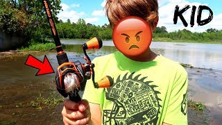 Teaching a KID How To Use a BAITCASTER (FUNNY!!!)