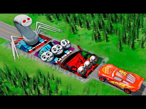 Mega Thomas & Tripple Thomas & Choo-Choo Charles Vs Big & Small Mcqueen and Friends! BeamNG Battle!