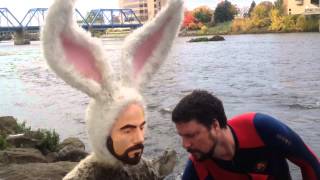Bye, bye bunnies: Artist Alex Podesta removes his entry from the Grand River