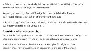 Kommentar på regeringens nya nationella säkerhetsstrategi