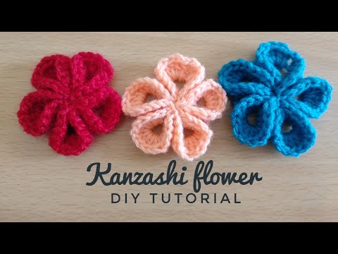 DIY Tutorial - How to crochet kanzashi flower - flowers of Japan