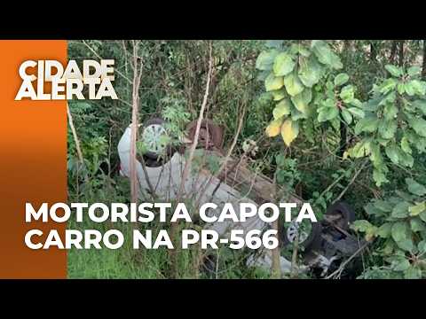 Motorista passa noite dentro do carro após capotar o veículo na PR-566, em Francisco Beltrão