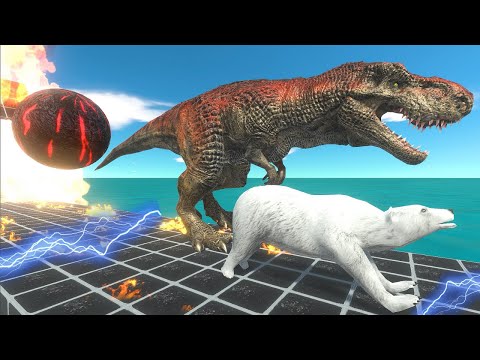 Dinosaurs and Animals Race | Escape Electric and Fireball - Animal Revolt Battle Simulator