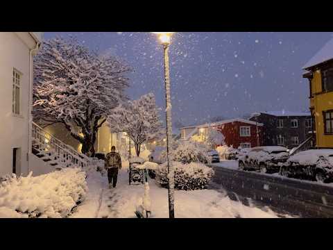 Heavy Snowfall in Downtown Reykjavík 2025 - Winter Morning Walk in Iceland