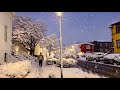 Heavy Snowfall In Downtown Reykjavík Winter Morning Walk In Iceland